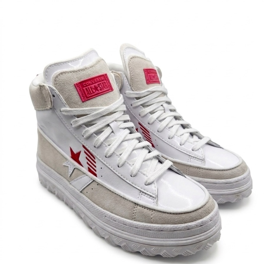 Converse Women’s White High-Top Sneakers with Red Accents MSRP $115